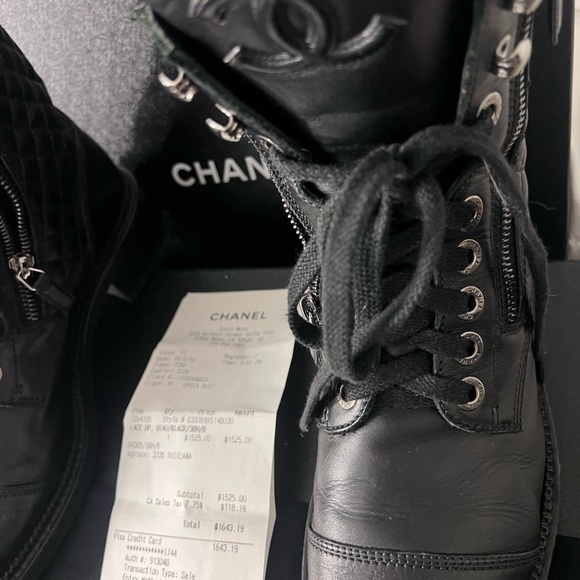 Chanel Black Leather Combat Boots - Picture 2 of 3